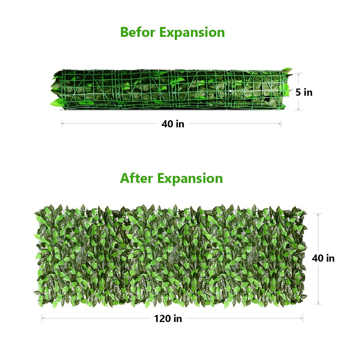 Eden's Decor Artificial Ivy Privacy Fence Screen 120"X40", Artificial Hedges Fence and Faux Ivy Vine Forest-Color/Mint Green Leaves Decoration for Outdoor Decor, Garden, Yard, Porch, Patio