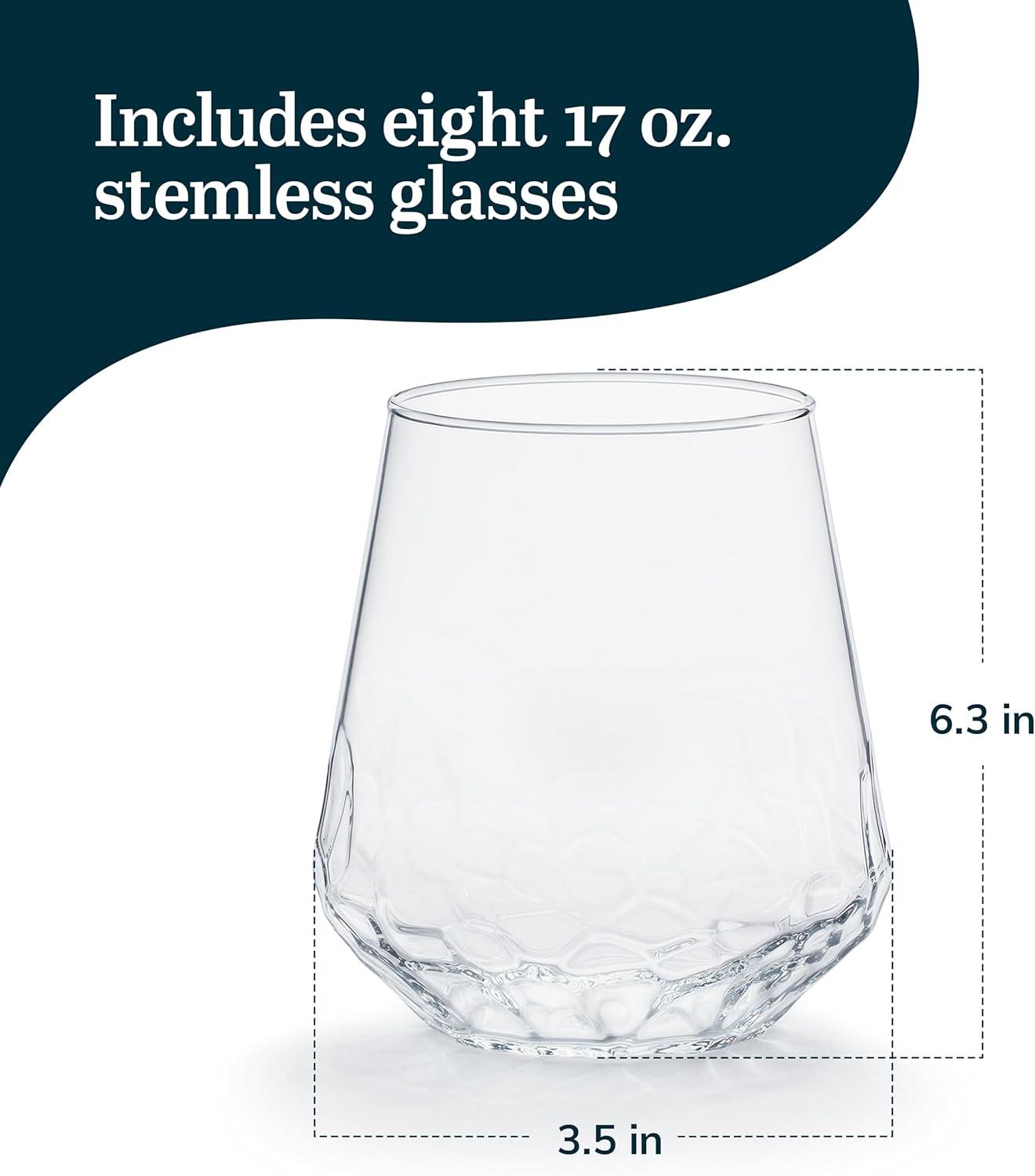 Libbey Hammered Libbey Base All-Purpose Stemless Wine Glasses (Set of 8)