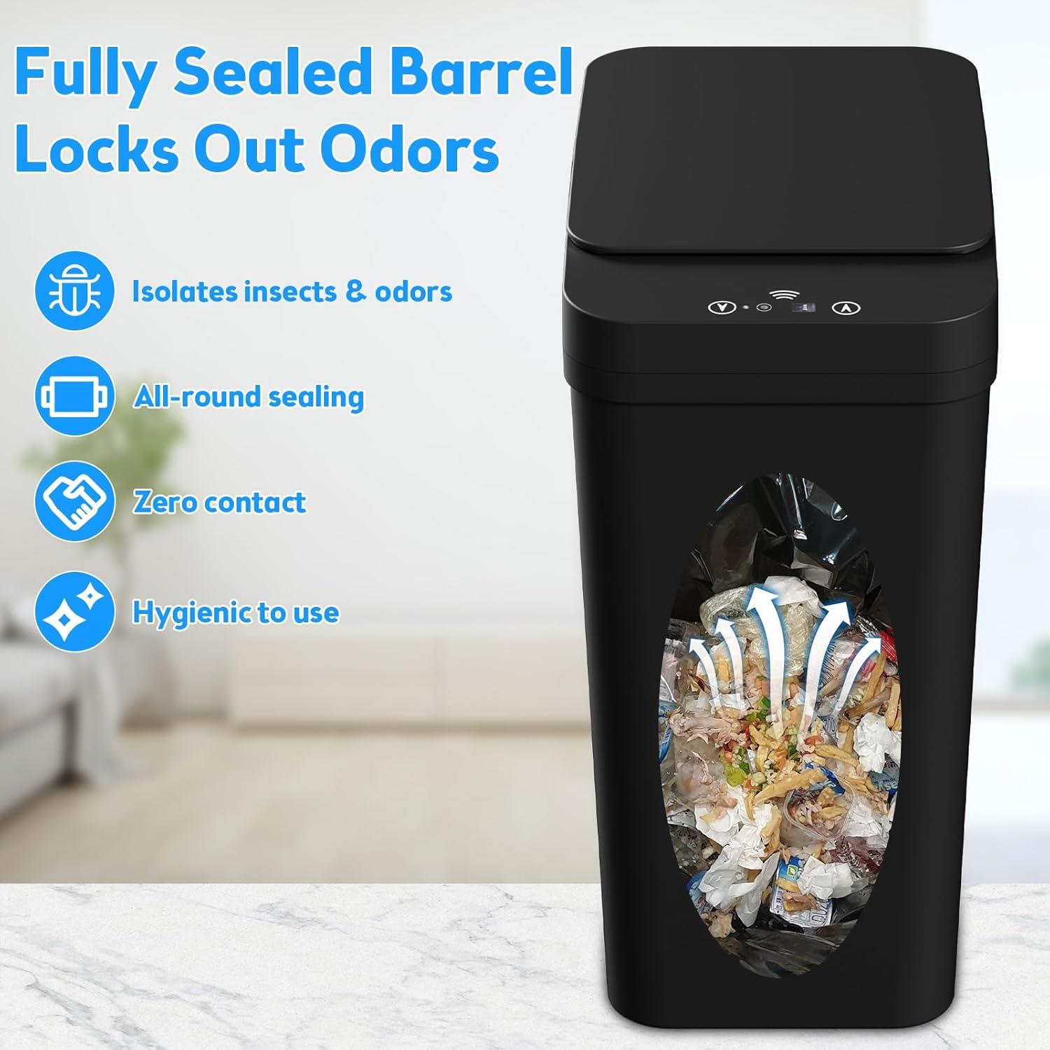 Black 2.2 Gallon Touchless Motion Sensor Trash Can Set