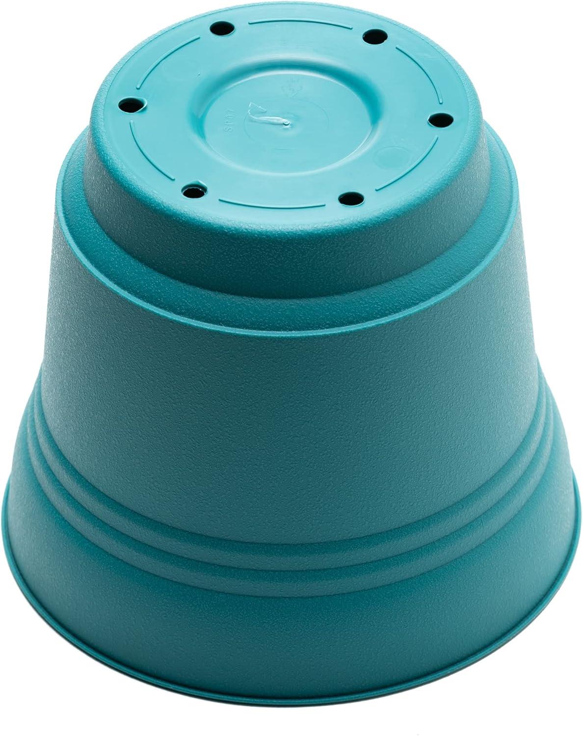 Bermuda Teal Saturn 12" Polypropylene Planter with Saucer