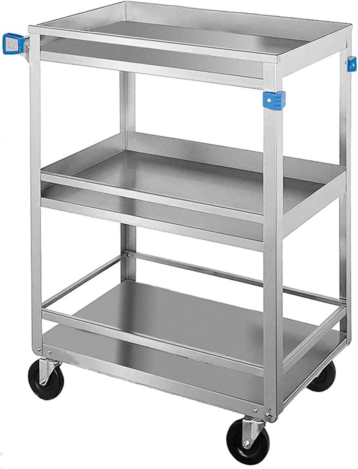 Stainless Steel 3-Shelf Guard Rail Utility Cart