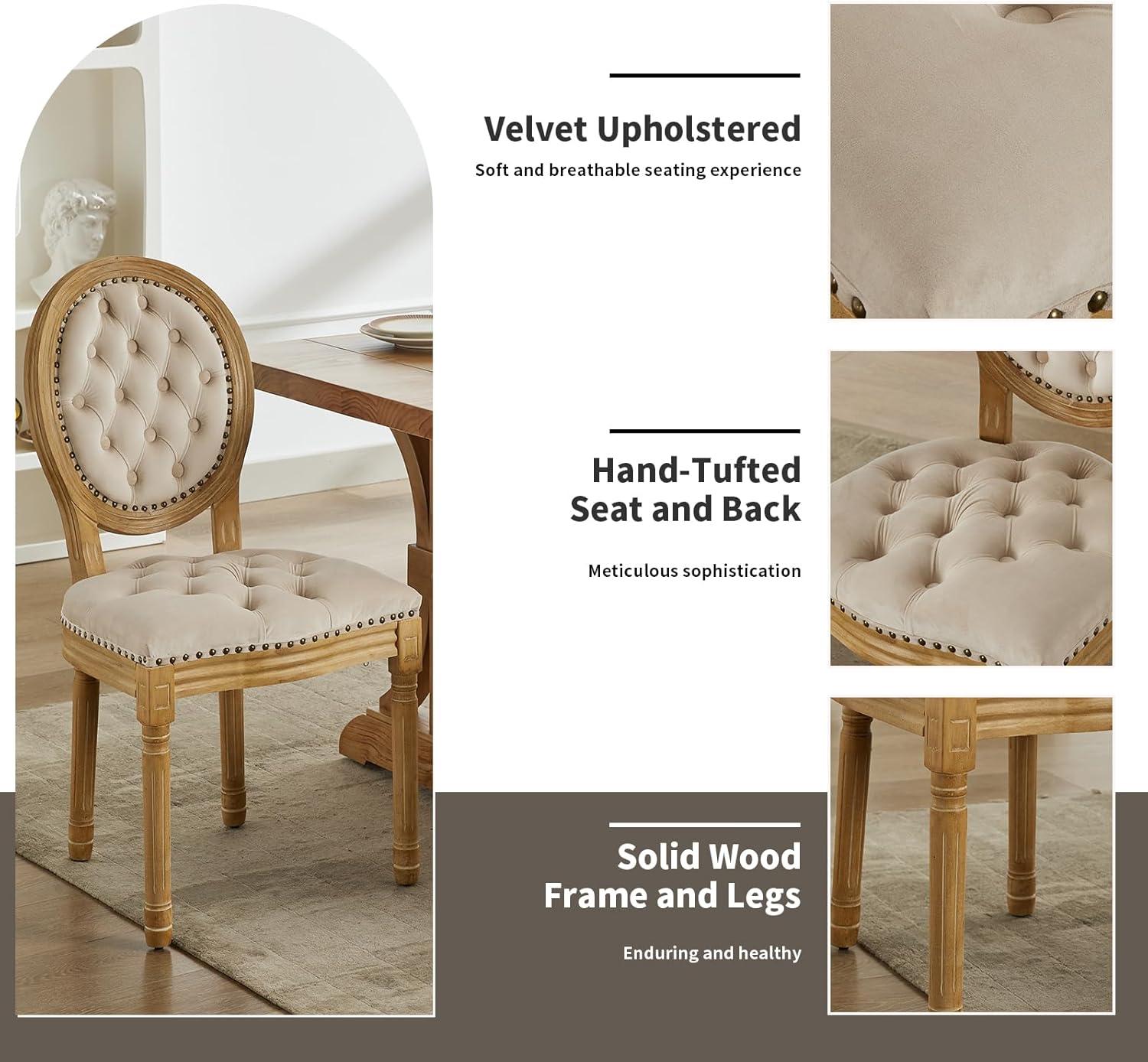 One Allium Way® French Style Vintage Solid Wood Upholstered Dining Chair (Set of 4)