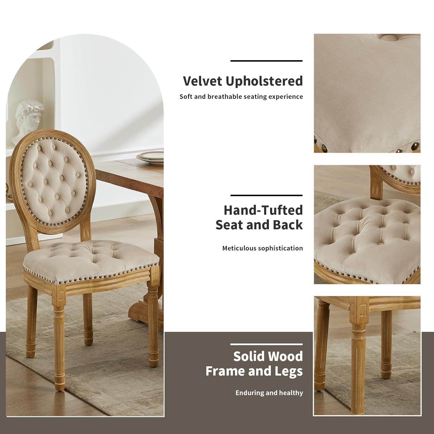 One Allium Way® French Style Vintage Solid Wood Upholstered Dining Chair (Set of 4)