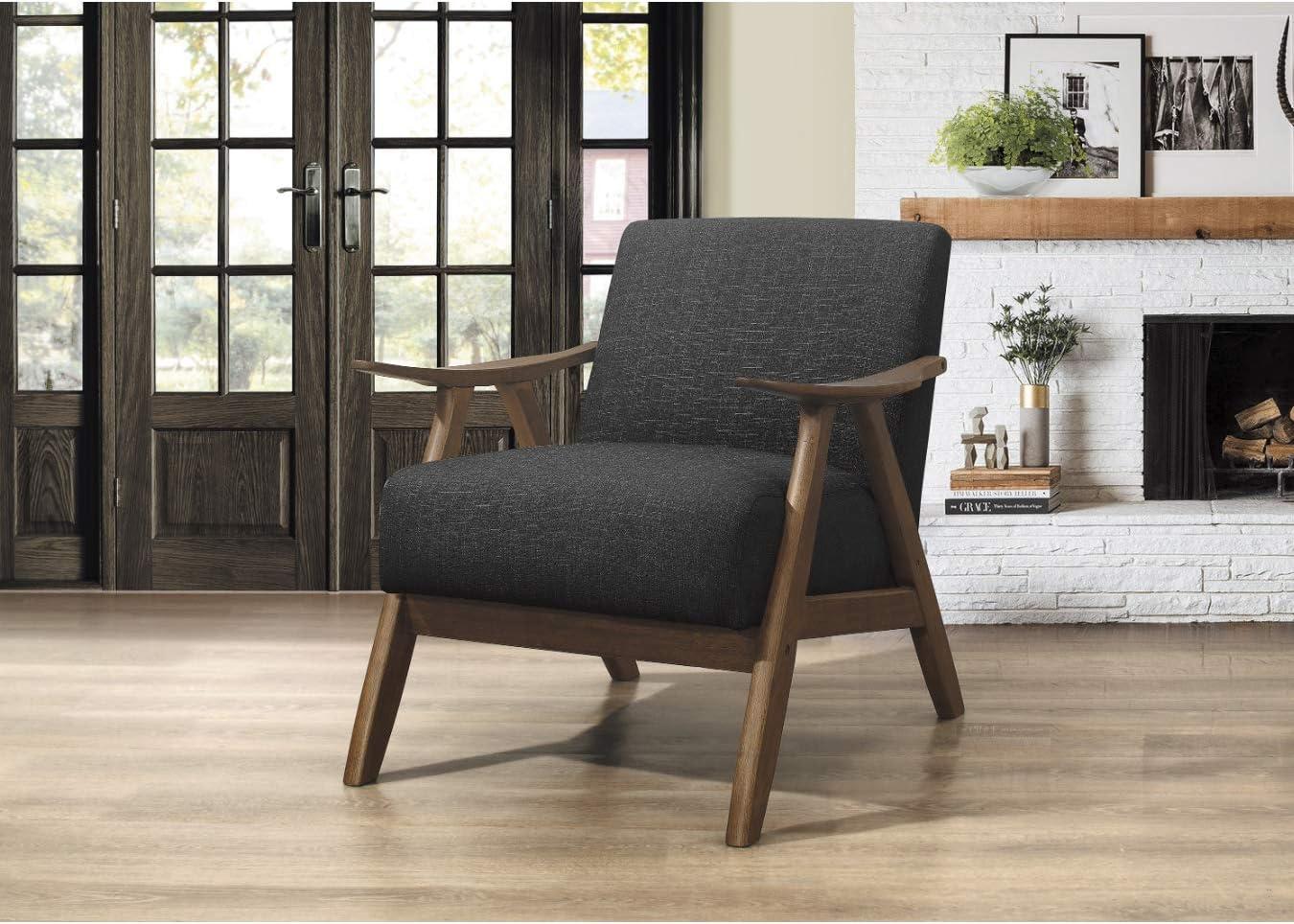 Dark Gray Mid-Century Modern Wood Accent Chair