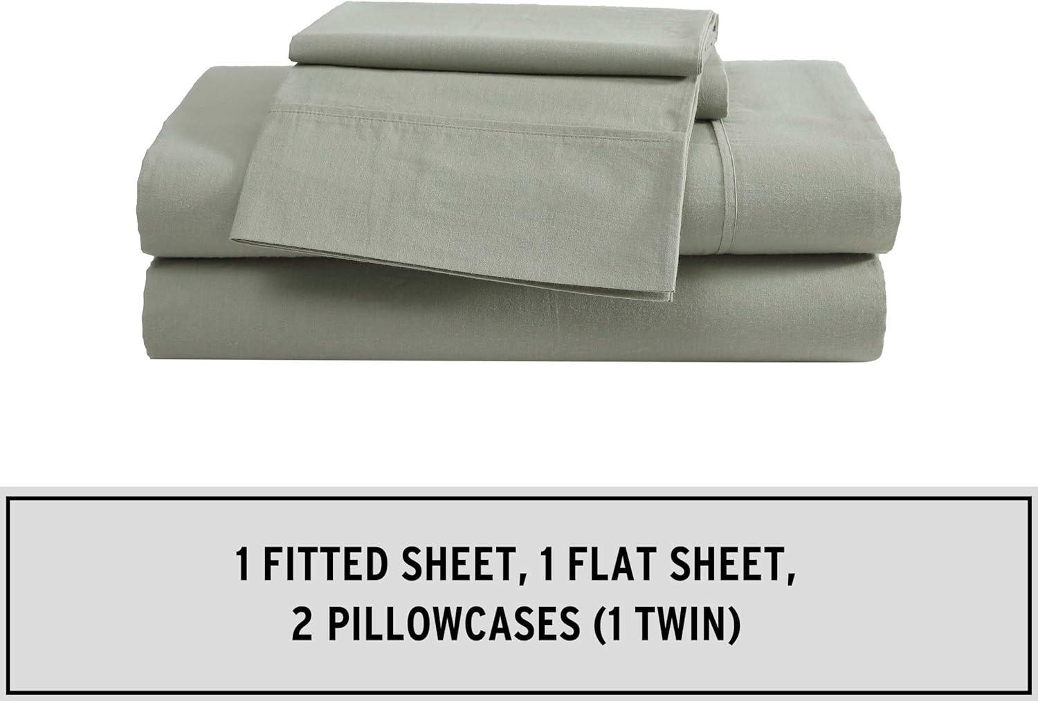 Eddie Bauer Solid Brushed Percale Cotton Sheet Set