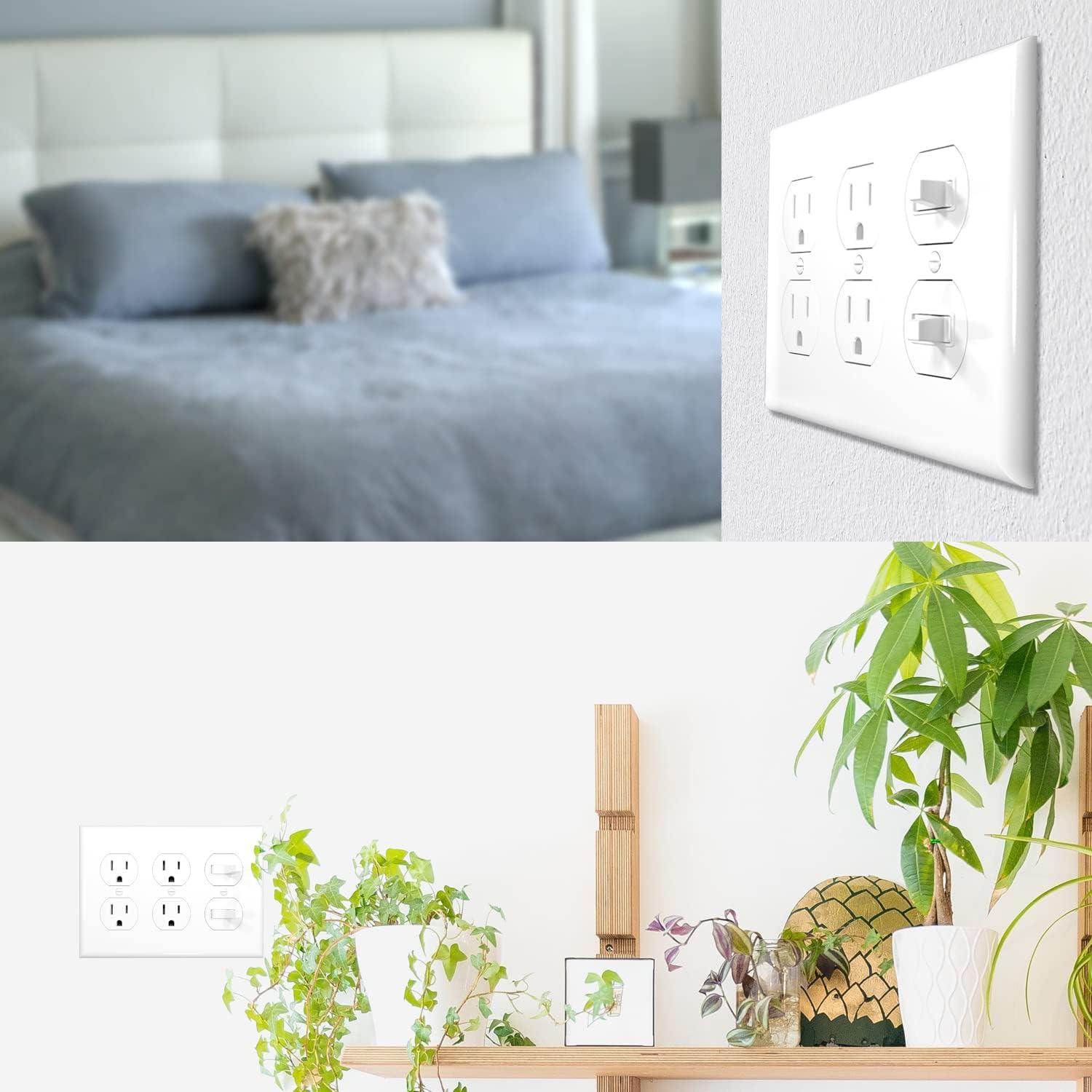 Glossy White 3-Gang Lexan Polycarbonate Duplex Receptacle Wall Plate