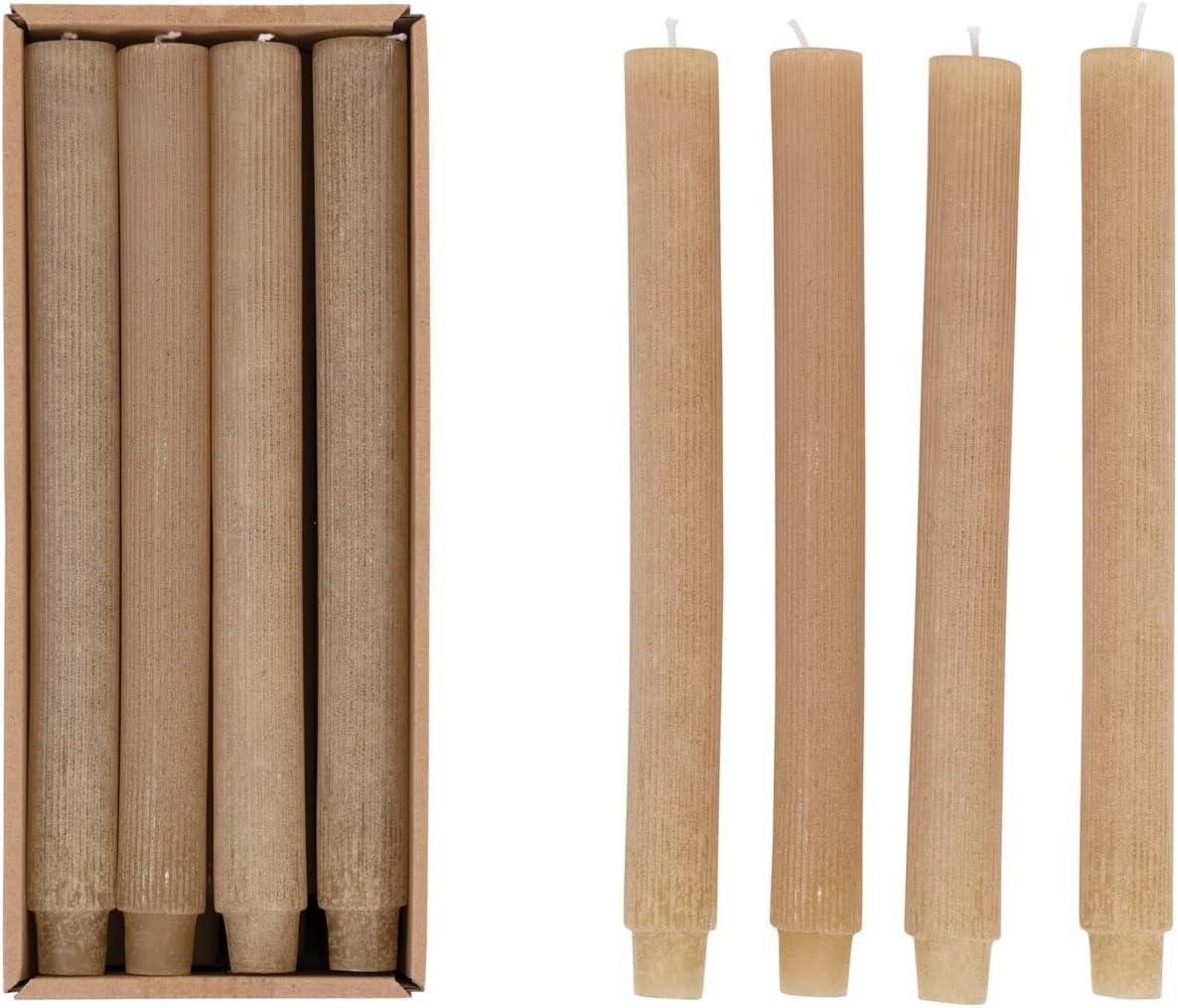 Creative Co-Op Unscented Pleated Taper Candles in Box, Set of 12