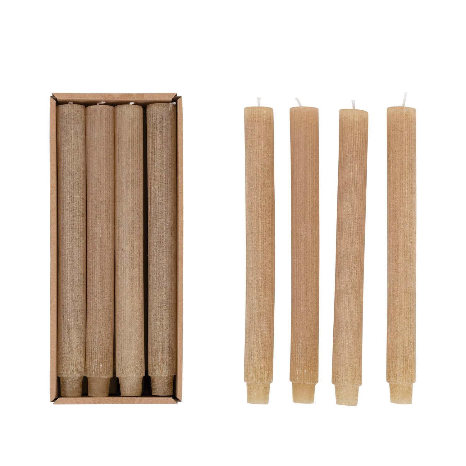 Elegant Linen Black Pleated Taper Candle in Powder Finish