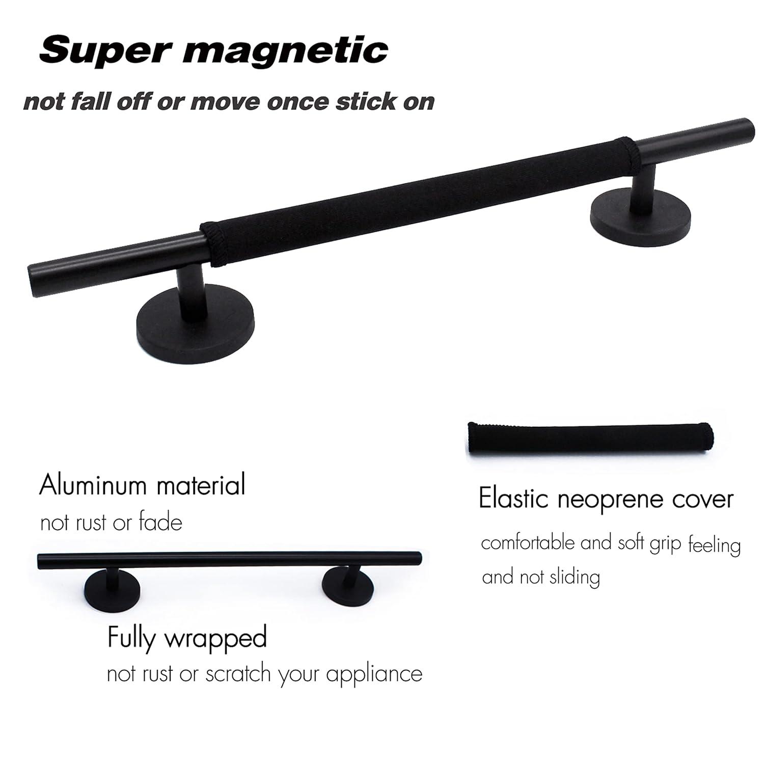 Magnetic Refrigerator Door Handle with Cover, Fridge Pull Handle Replacement Keep Appliance Clean from Fingerprints Liquid Oil Food Stain for Metal Machine Door - 1Pack Black