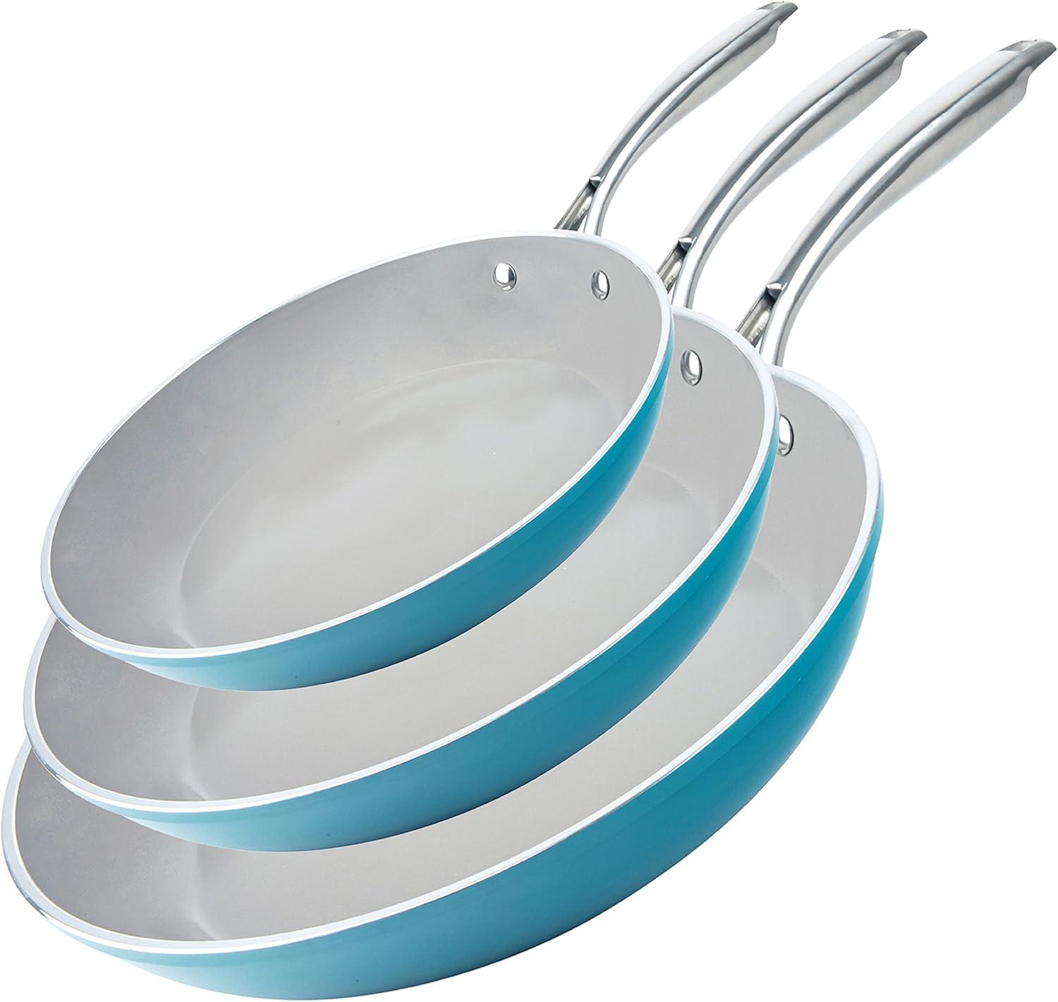 Gotham Steel Gotham Steel Aqua Blue 3 Pack Nonstick Fry Pan Set - 8'' 10'' and 12''