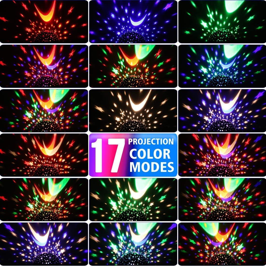 MOKOQI Star Projector Night Lights for Kids, Fun Gifts for 1-4-6-14 Year Old Girl and Boy, Projection Lamp for Kids Bedroom Ceiling, Stars and Moon for Child Asleep Peacefully (White)