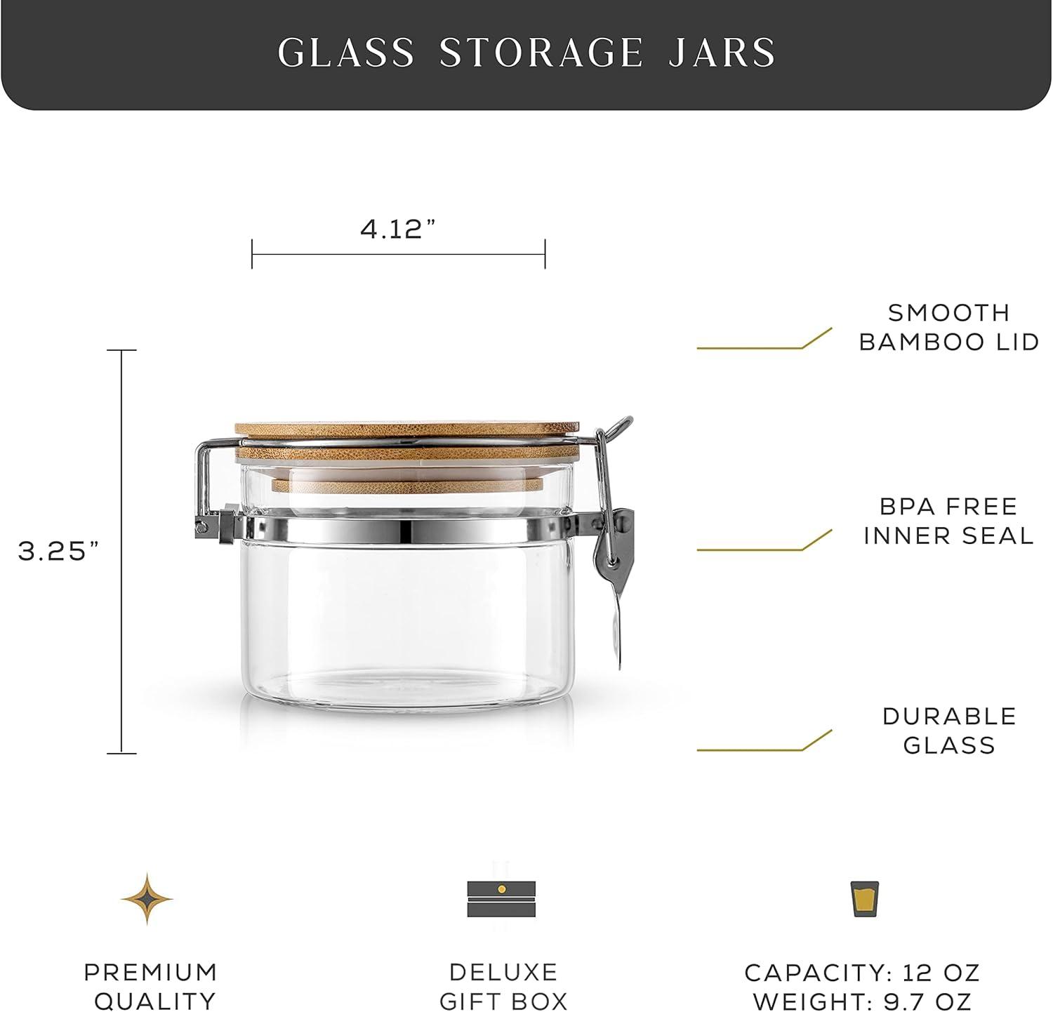 Clear Glass Jars with Bamboo Lids and Flip Top - Set of 2