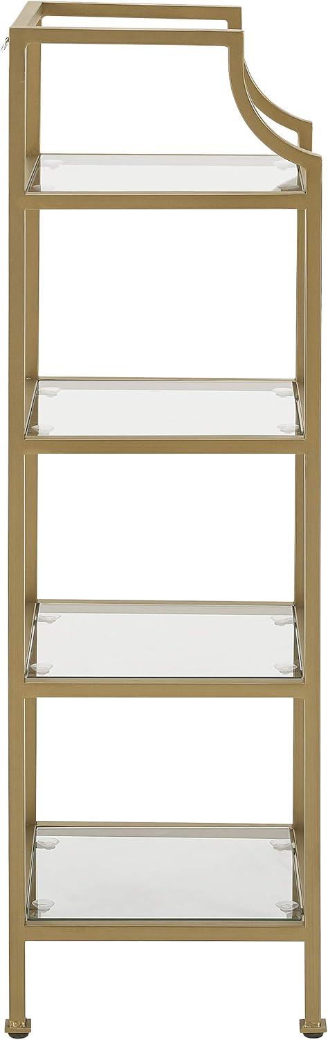 40" Aimee Short Etagere Gold - Crosley: Modern Glass Shelving, 4-Tier Steel Frame