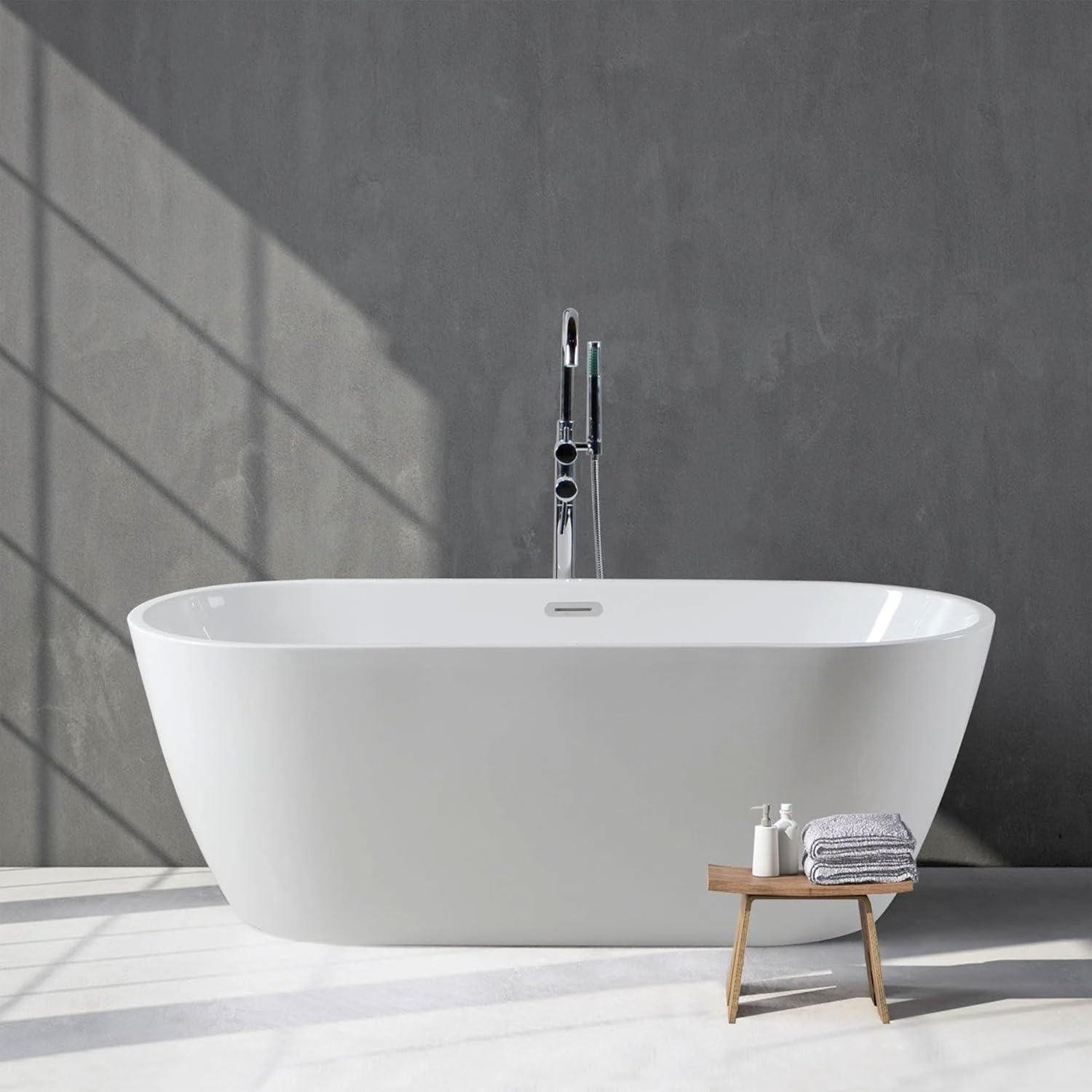 Bali Freestanding Soaking Bathtub with Chrome Drain