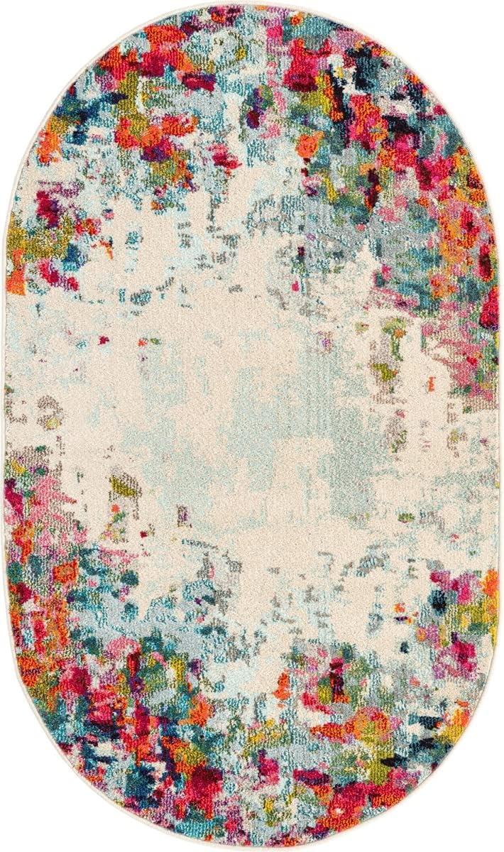 Unique Loom Chromatic Collection Area Rug - Joyous (3' 3" x 5' 3" Oval Multi/Blue)