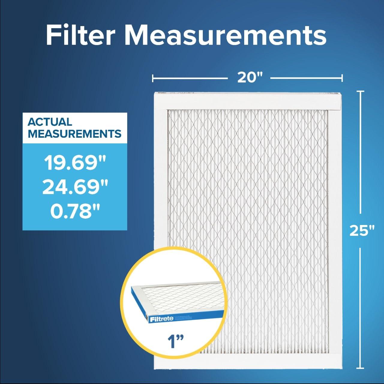 Filtrete 20x25x1 Air Filter, MPR 1900, MERV 13, Healthy Living Ultimate Allergen 3-Month Pleated 1-Inch Air Filters, 2 Filters