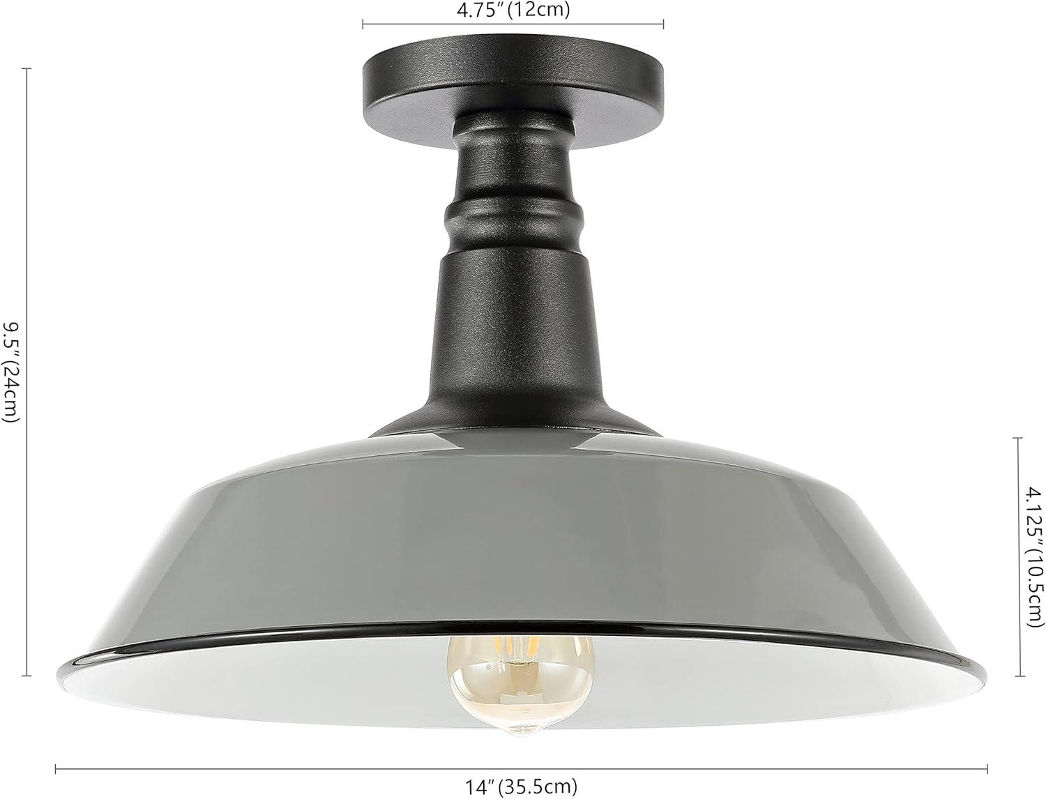 Gray and White Glass Industrial Semi Flush Mount Light