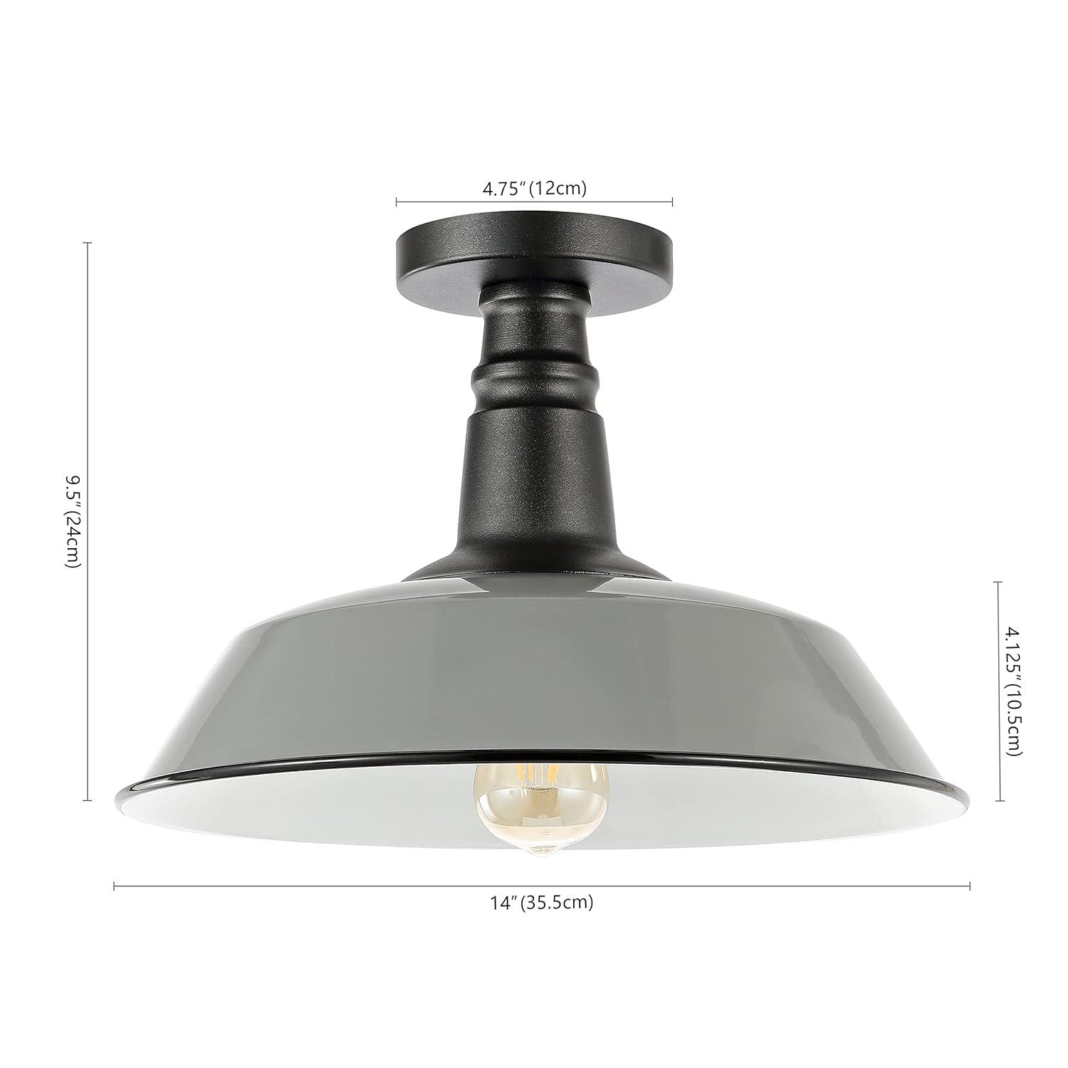 Gray and White Glass Industrial Semi Flush Mount Light