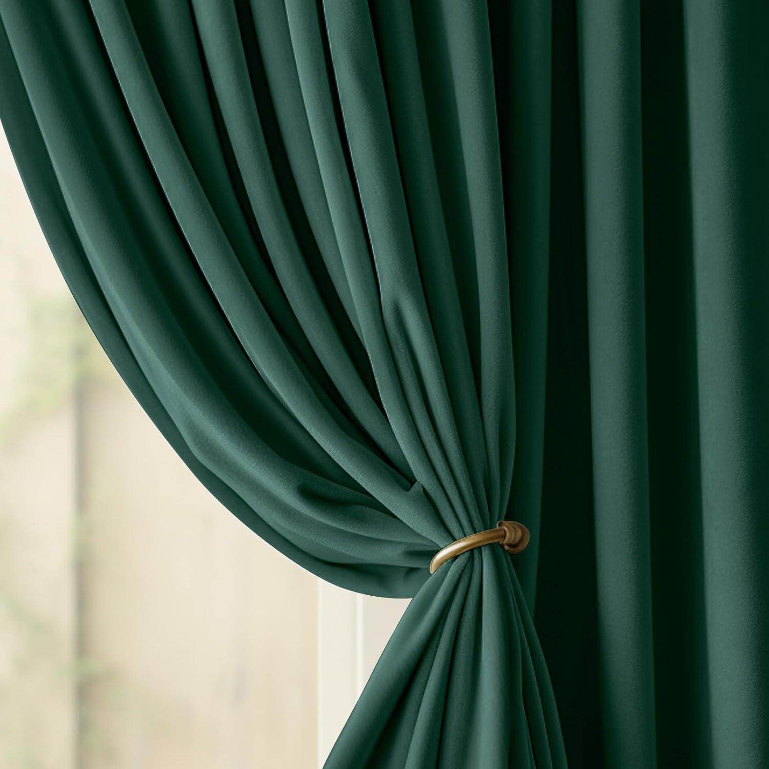 Emerald Green Velvet Blackout Thermal Insulated Curtains 63" Long