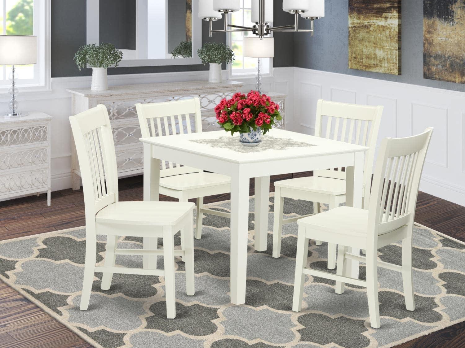 5 Piece Dinette Table Set, Linen White