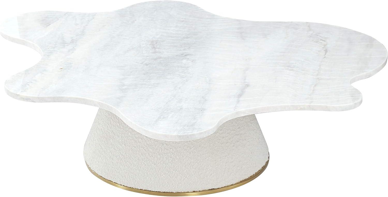 Elegant Round Marble Top Coffee Table with Golden Base