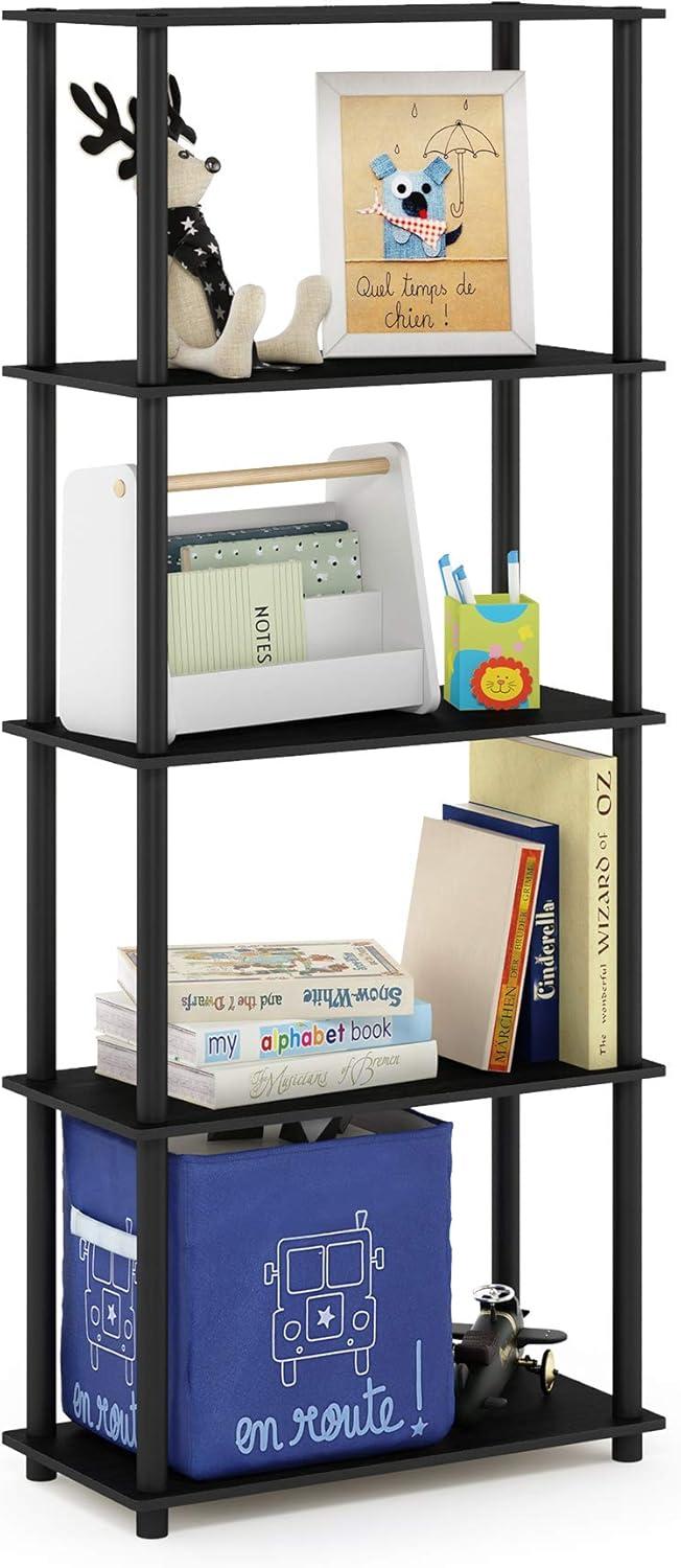 Furinno Turn-N-Tube 5-Tier Multipurpose Shelf Display Rack,Americano and Black