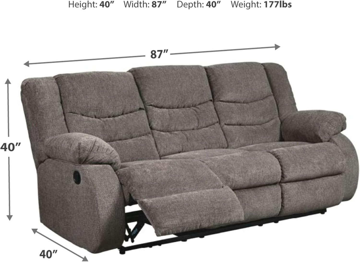 Gray Fabric Manual Reclining Sofa with Pillow-top Arms