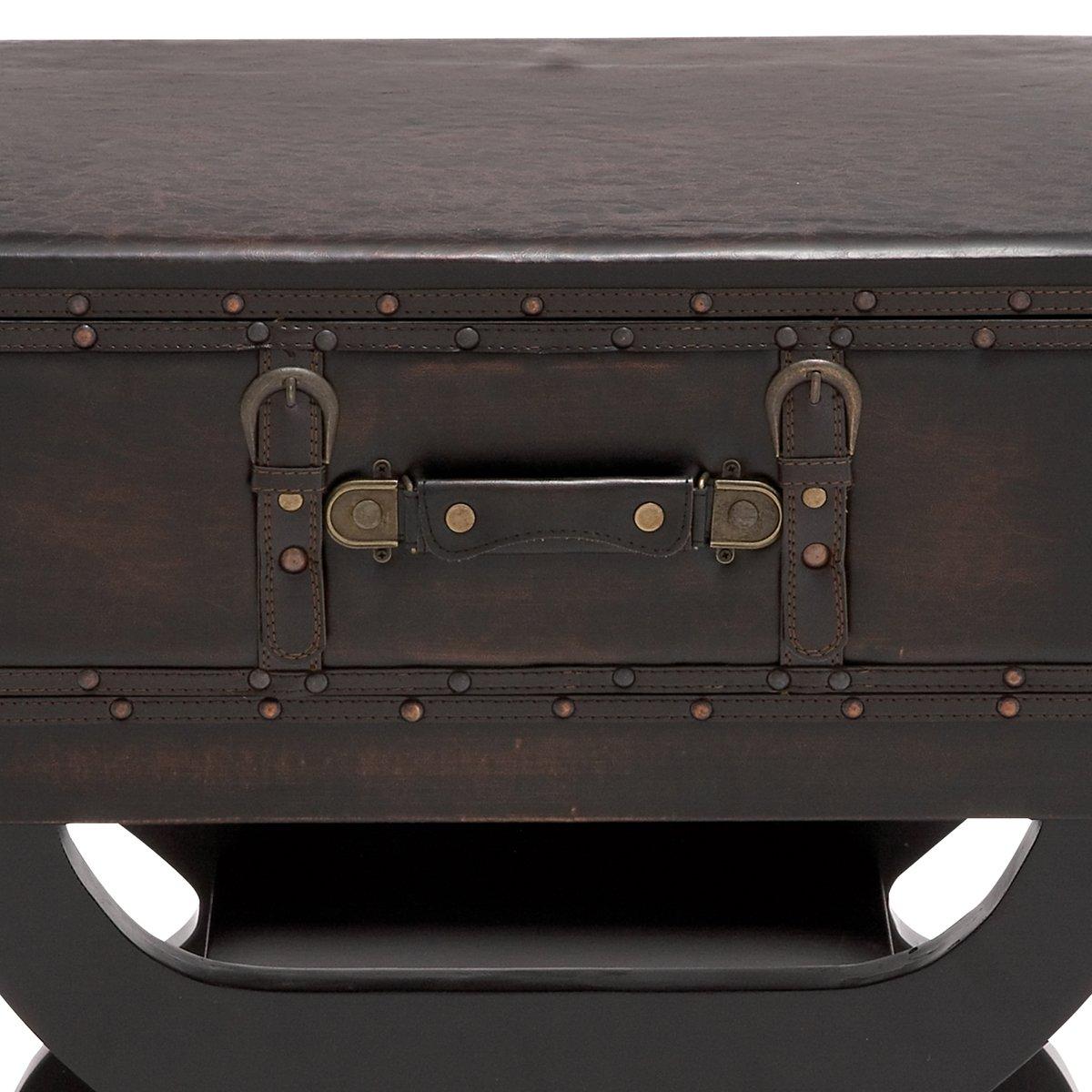 Urban Designs Imported Olde London Suitcase Accent and End Table, Small, Espresso
