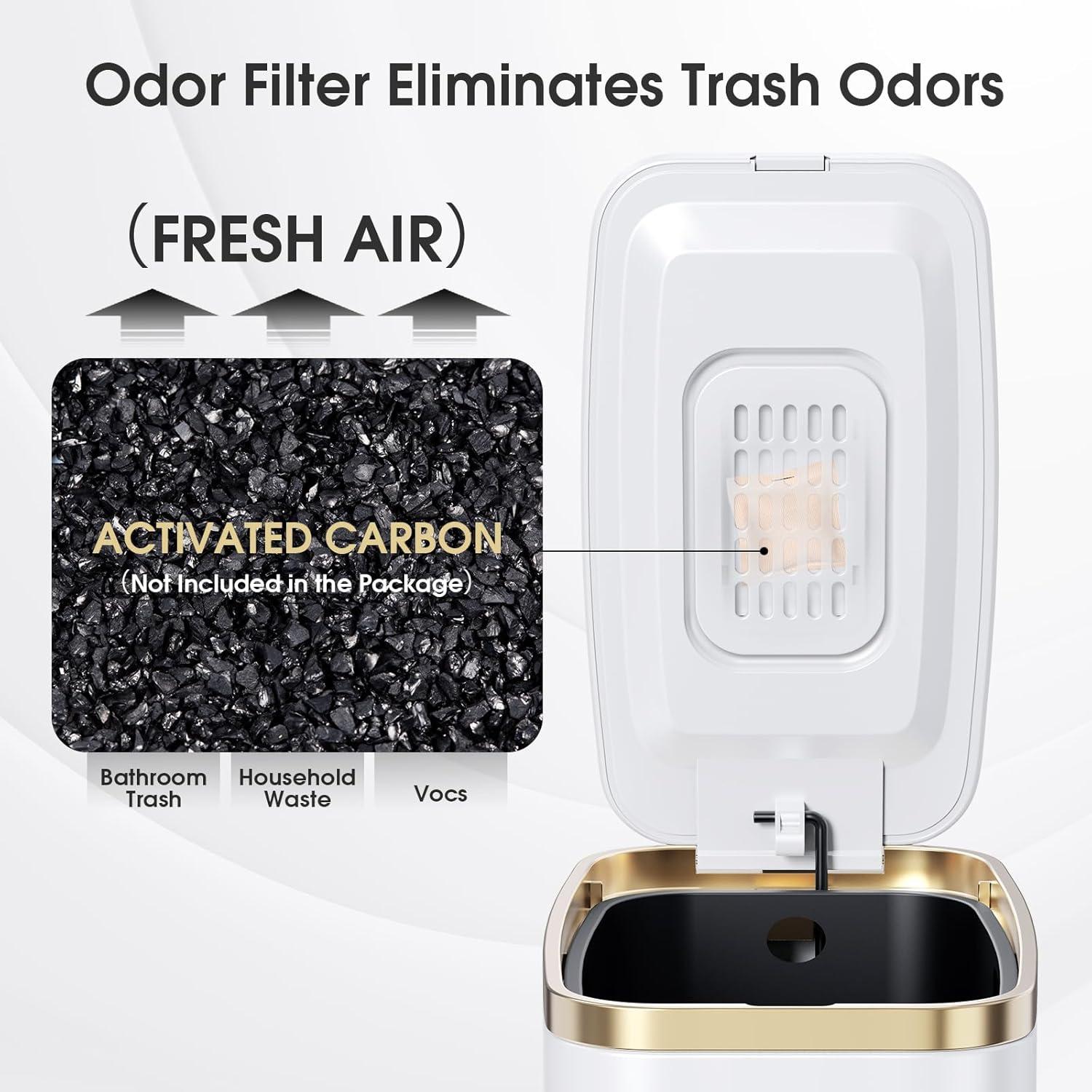 X－MAX FURNITURE Small Bathroom Trash Can With Lid Soft Close-5L/1.3 Gal Slim Garbage Can-Metal Step Wastebasket-Rectangle Narrow Waste Bin For Office, Bedroom, Toilet, Live Room-White