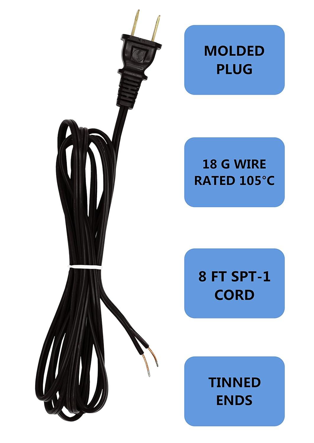 Creative Hobbies Transparent Gold Lamp Cord, 8 Foot Long, Replacement Lamp Cord Lamp Repair Part, 18/2 SPT-1 Wire, UL Listed (2)