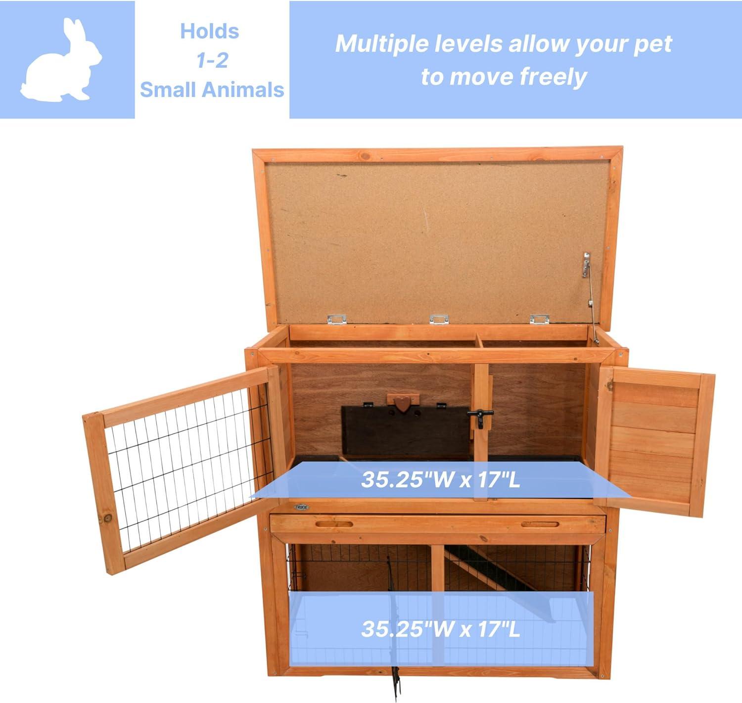 TRIXIE TRIXIE 2-Story Cabin Rabbit Hutch with Run, Ramp, Attic Storage, for Rabbits or Guinea Pigs