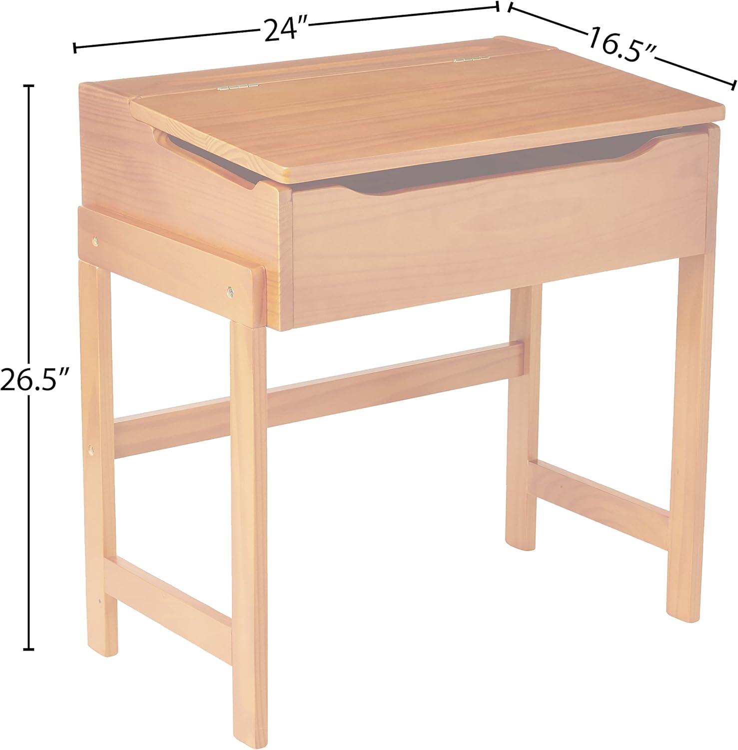 Pecan Wood Slanted Top Desk and Chair Set