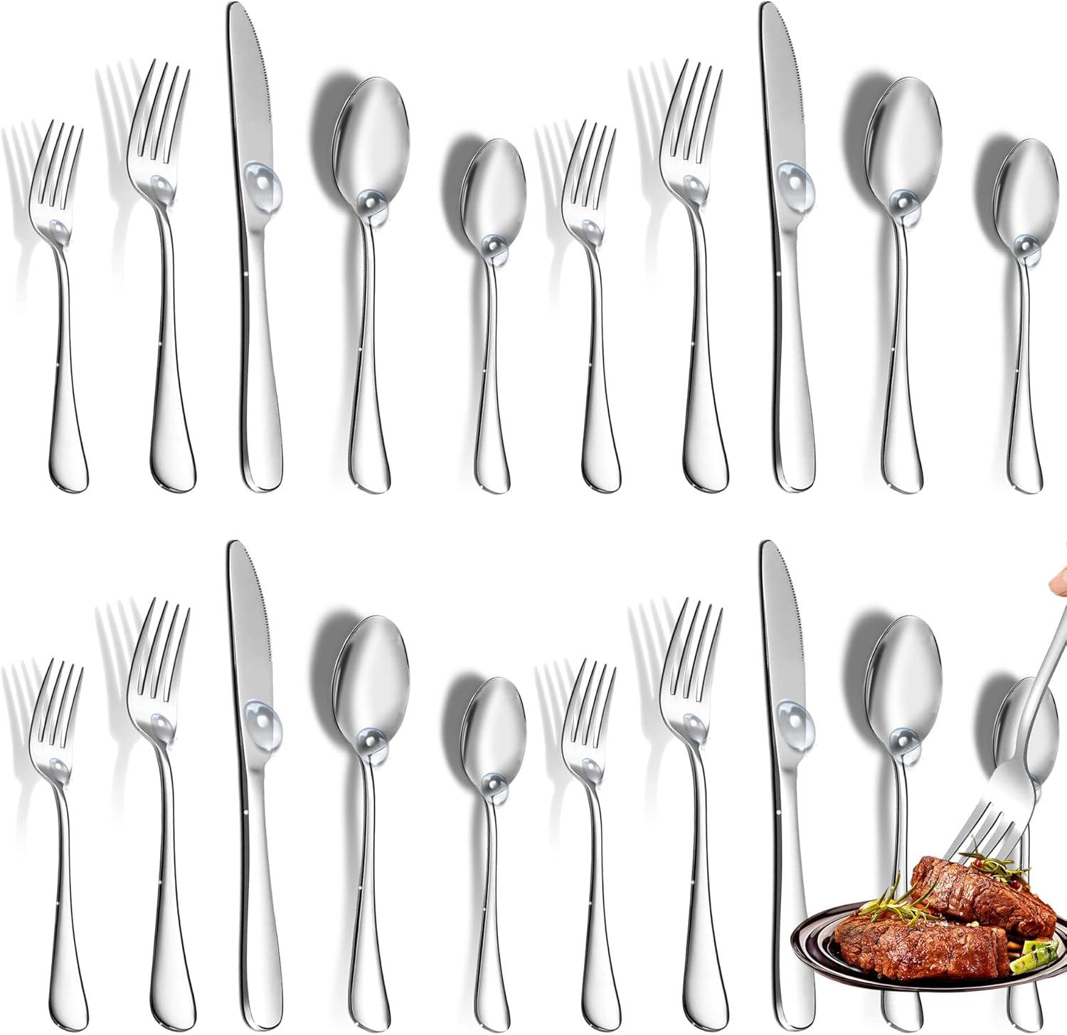 30 Piece Silverware Set Service for 6,Premium Stainless Steel Flatware Set,Mirror Polished Cutlery Utensil Set,Durable Home Kitchen Eating Tableware Set,Include Fork Knife Spoon Set,Dishwasher Safe