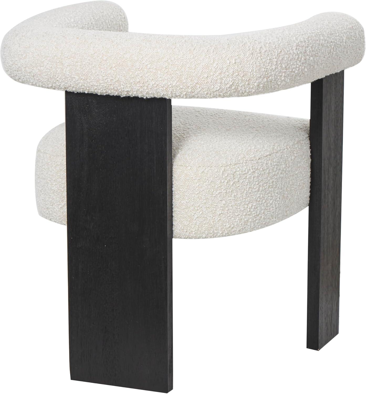White Polyester Curved Back Modern Accent Chair with Black Wood Frame