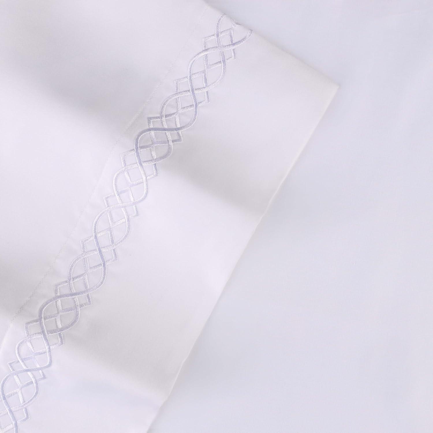 Superior Infinity Scroll Embroidered Certified Egyptian Cotton 1000 Thread Count Bed Sheet Set