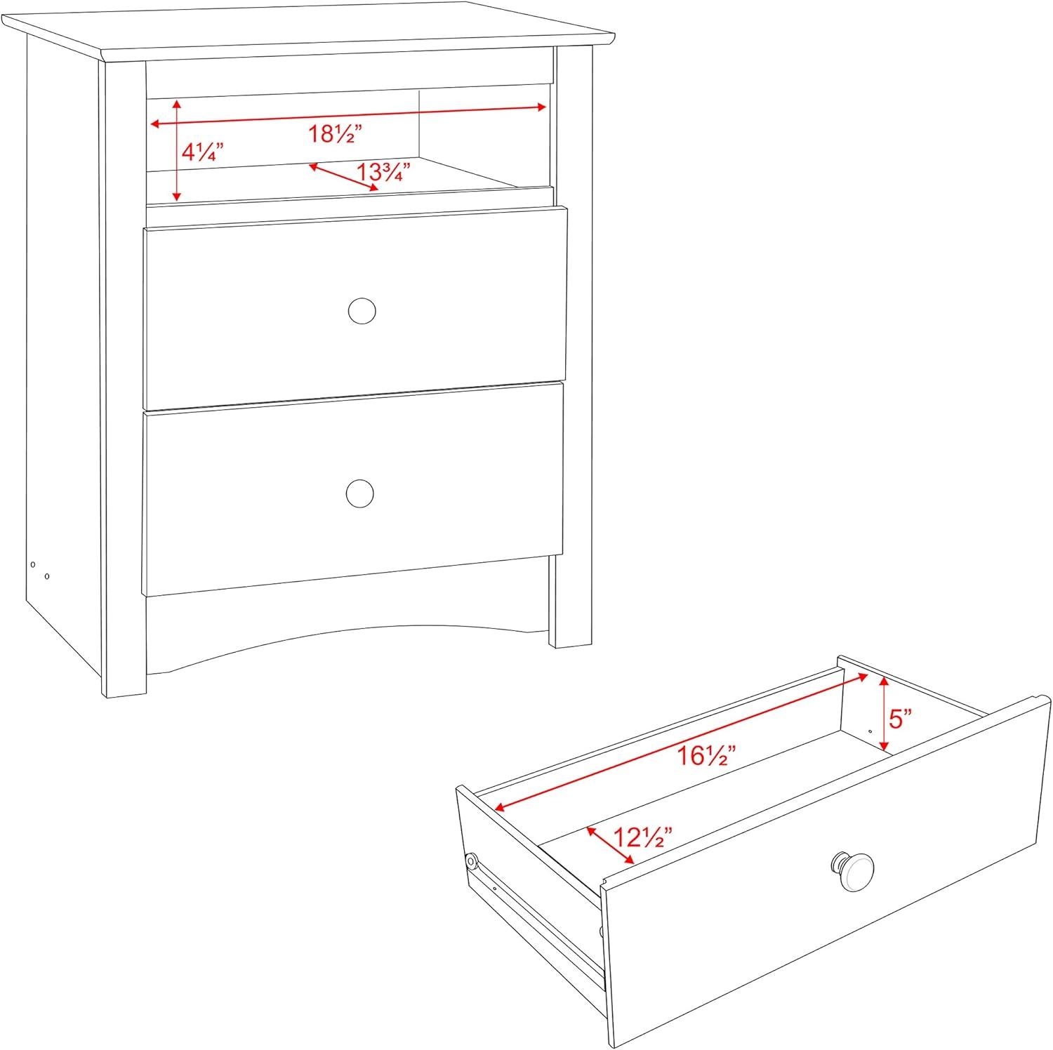 Tall 2 - Drawer Nightstand with Open Shelf - Prepac