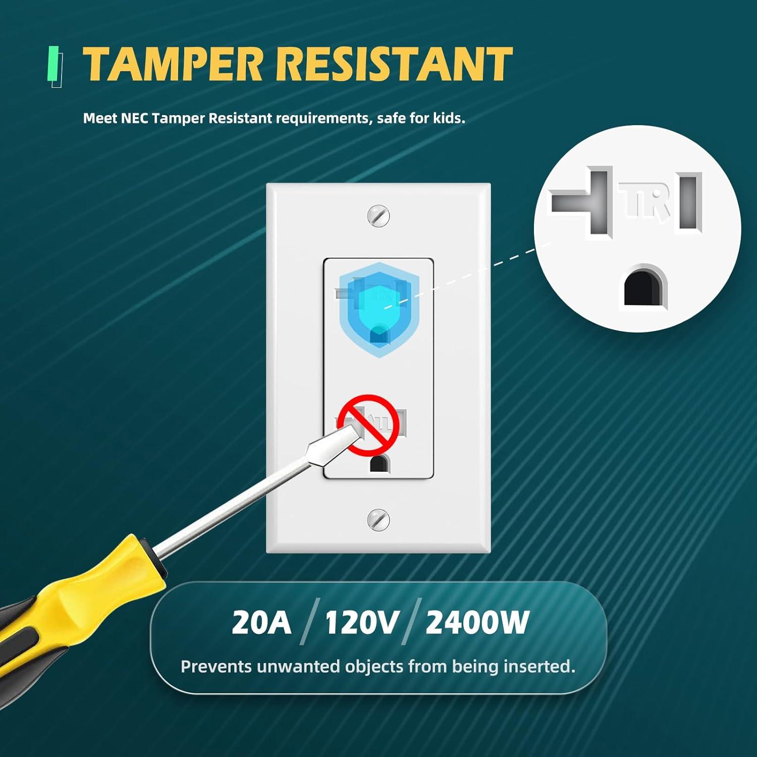 Maxxima 20A, 125V White Duplex Receptacle Electrical Outlet 10 Piece Pack