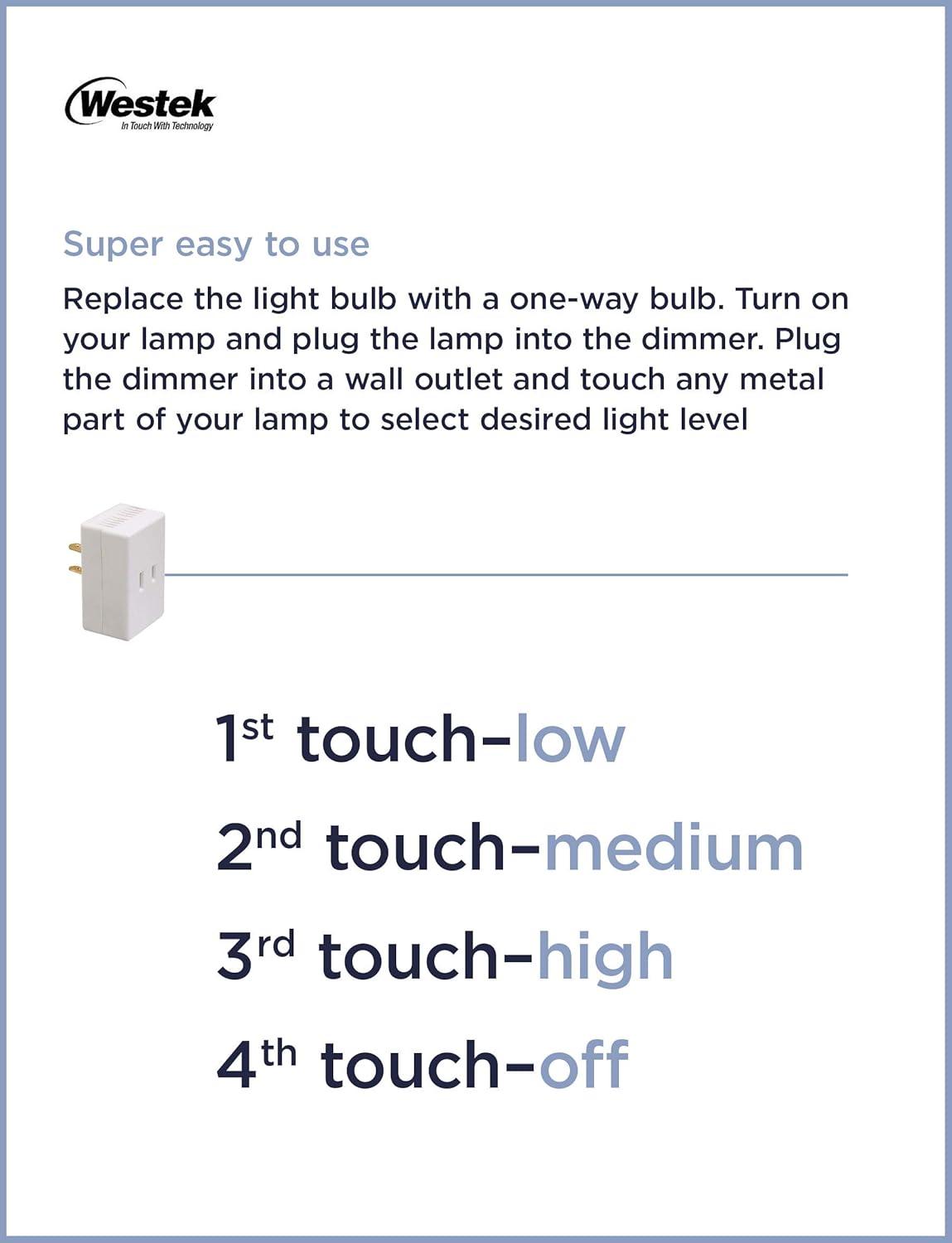 White 200-Watt Rocker Touch Dimmer for Incandescent Bulbs