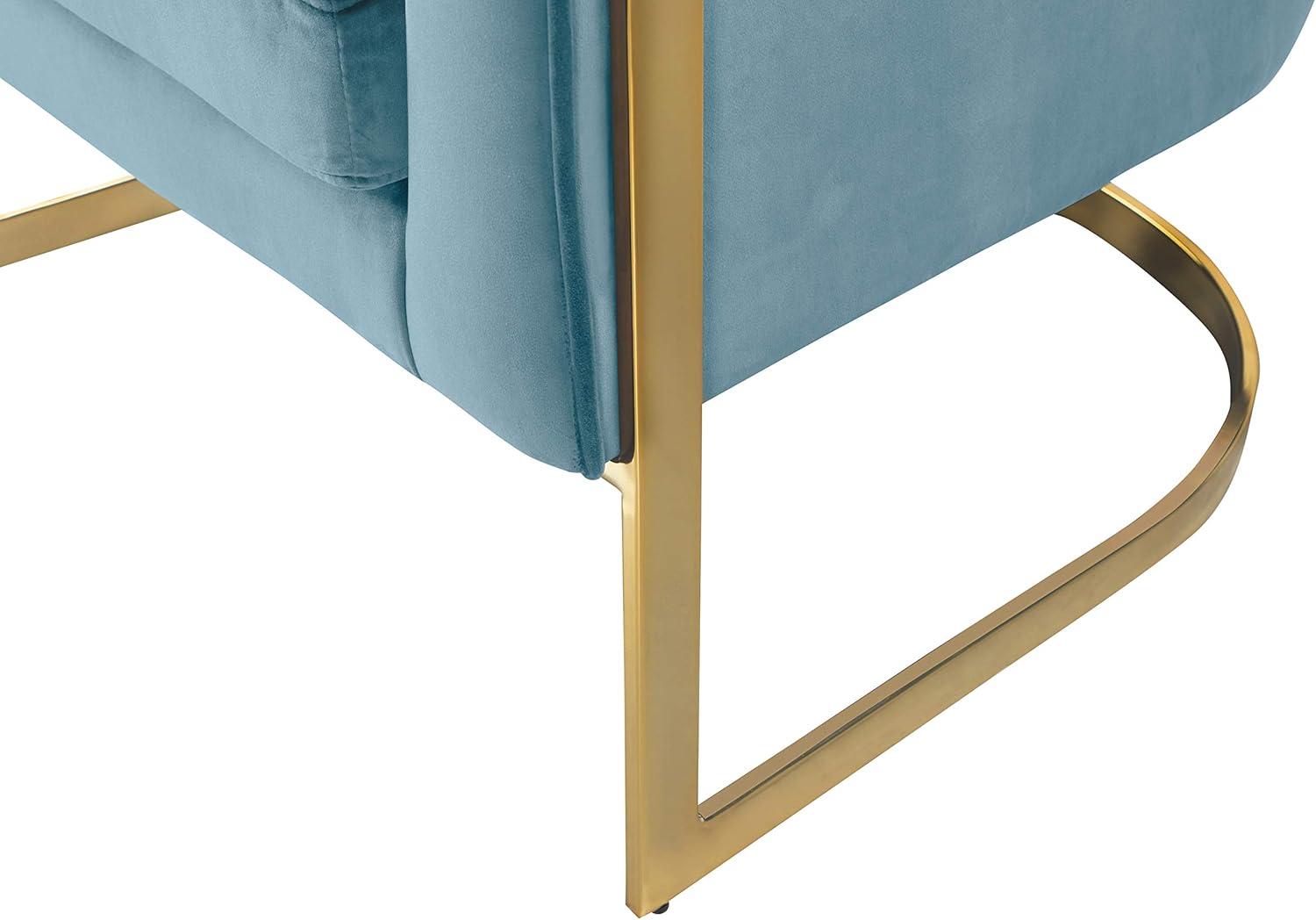 Meridian Furniture Carter Aqua Velvet Accent Chair with Stainless Steel Base