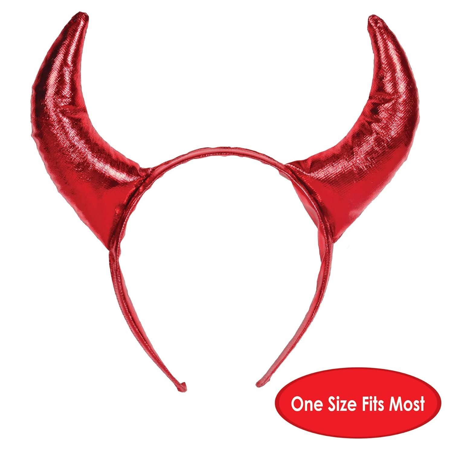 Shiny Red Fabric Devil Horns Headband for Cosplay