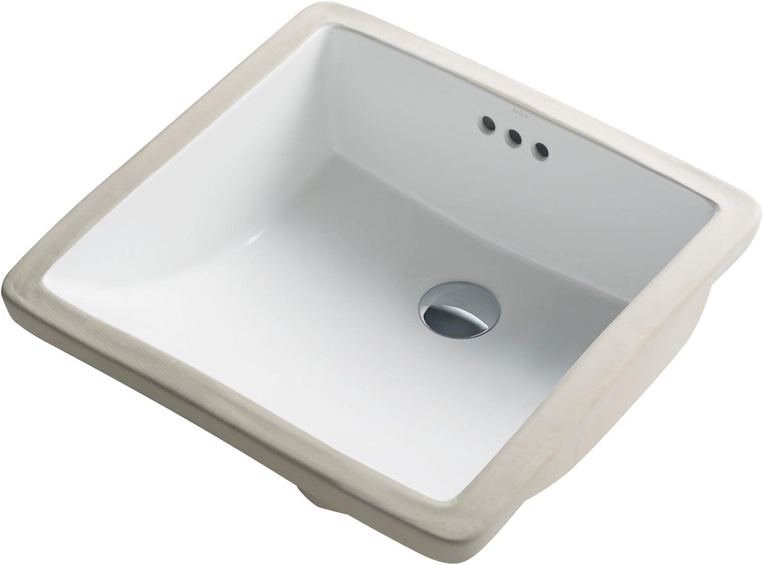 Elavo Ceramic Square Undermount Bathroom Sink with Overflow