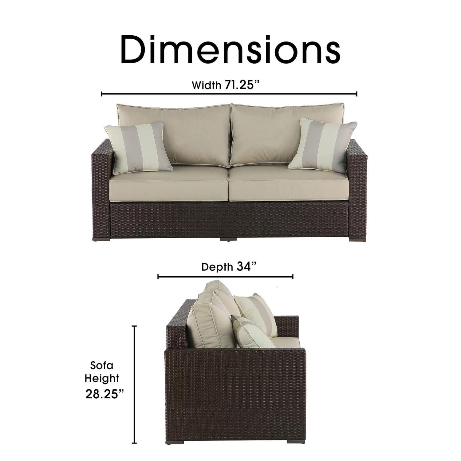 Serta Laguna Outdoor Patio Furniture Collection Outdoor Sofa, Brown Wicker
