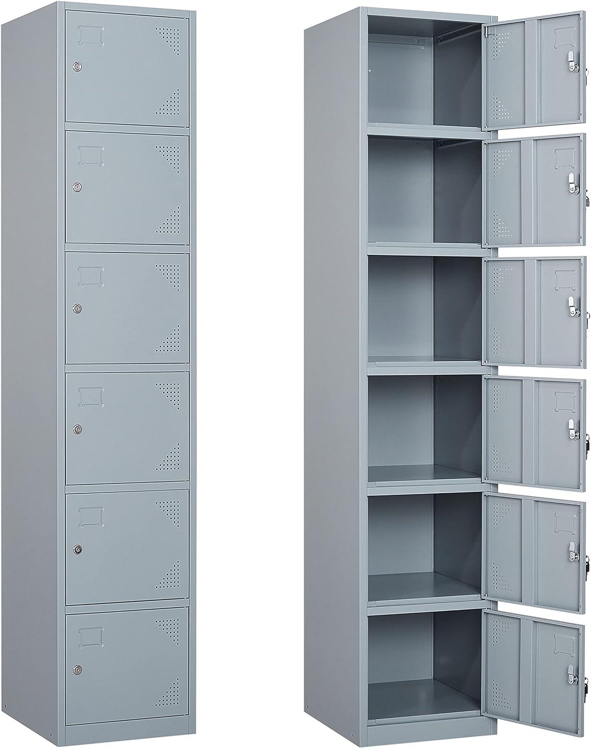 Gray Tall Steel 6-Door Office Storage Locker