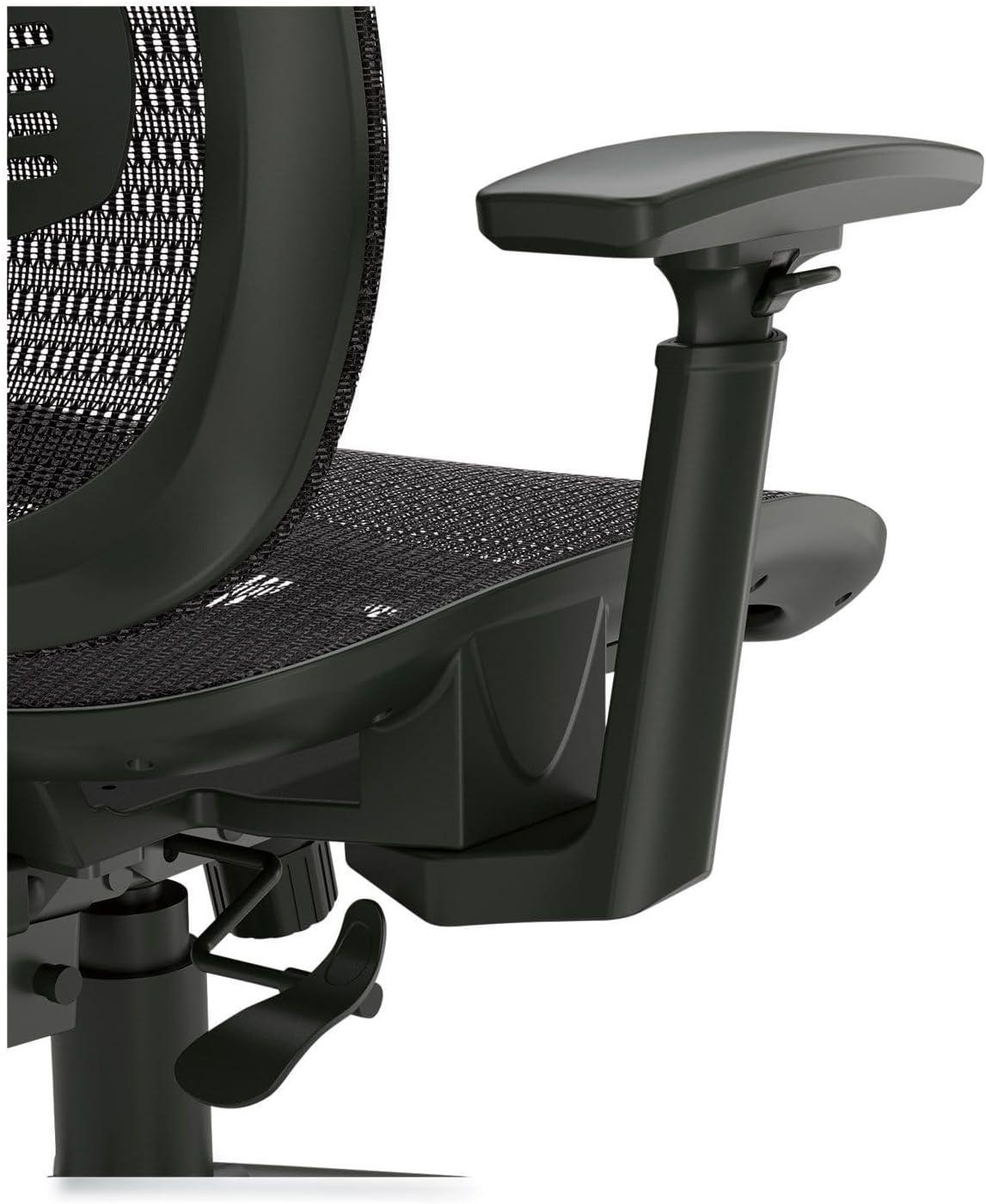 Alera Hollins Ergonomic Mesh Swivel Task Chair, Supports Up to 275 lb, 18.57 to 22.54 Seat Height, Black Seat/Back, Black Base