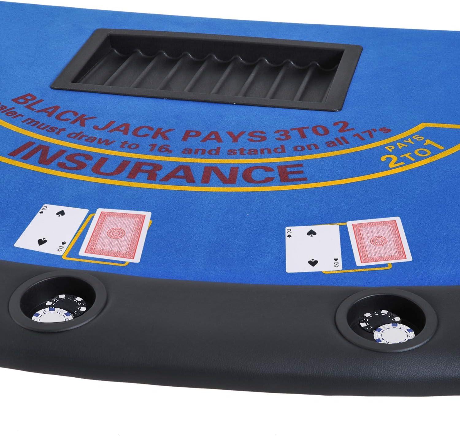 Soozier 72" Foldable 7-Player Poker Blackjack Table with Chip & Cup Holder