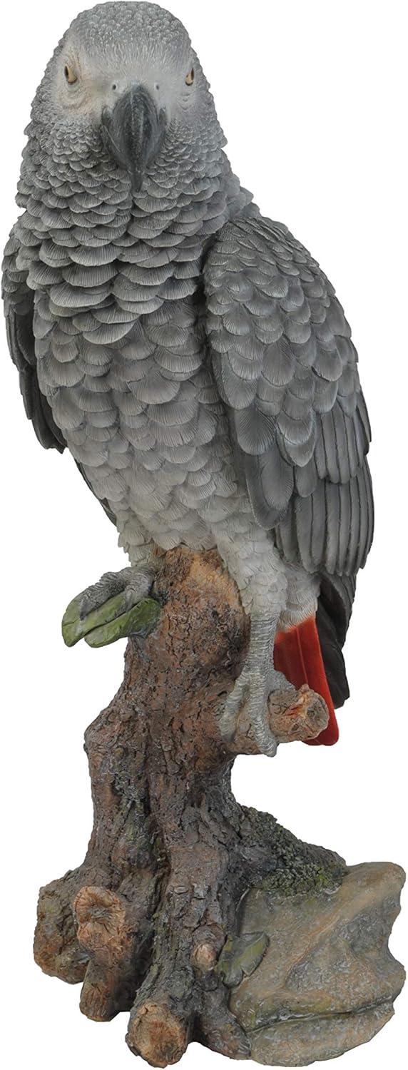 Grey Gabon Parrot on Stump Resin Indoor/Outdoor Statue