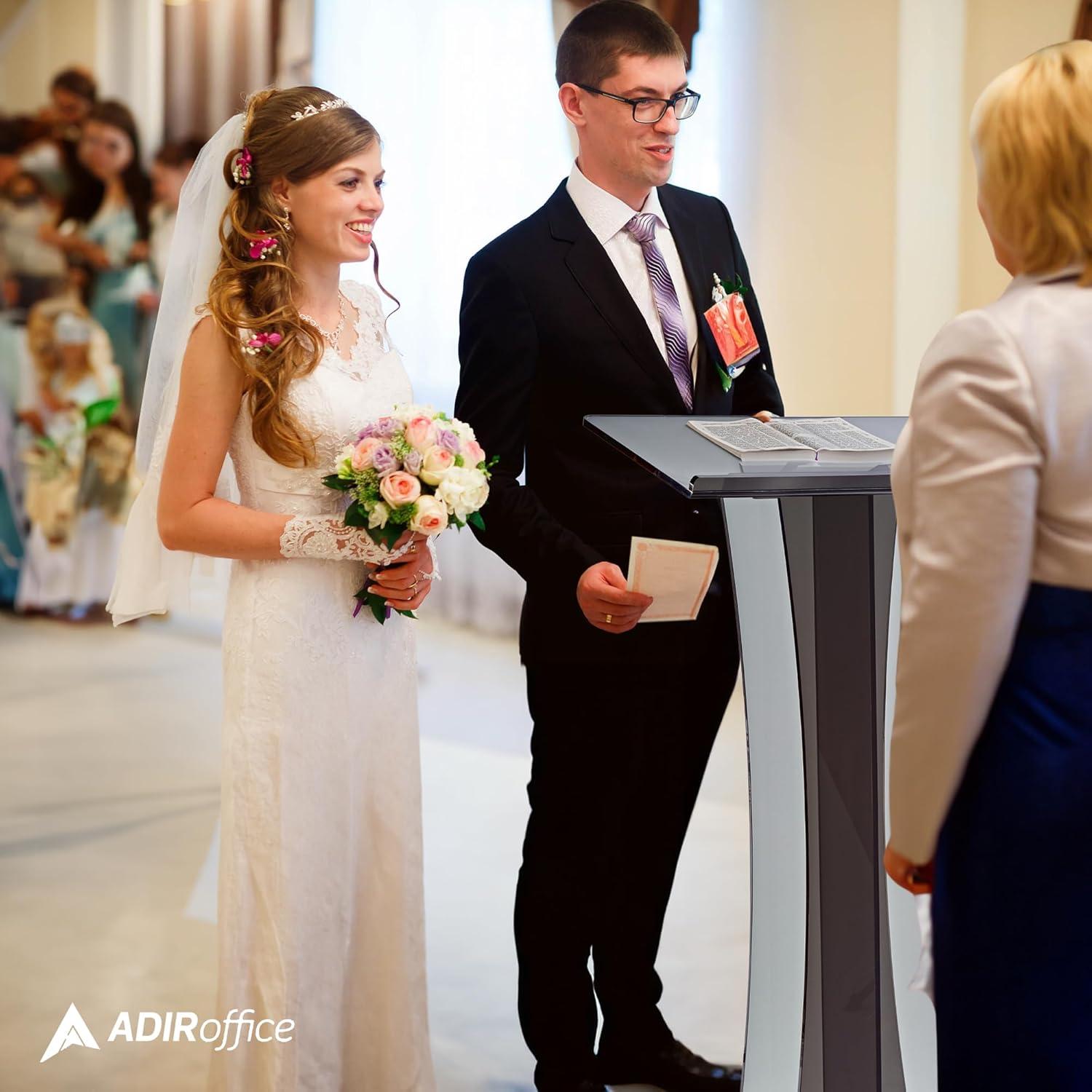 Black Acrylic Podium with Slanted Lip-Equipped Surface