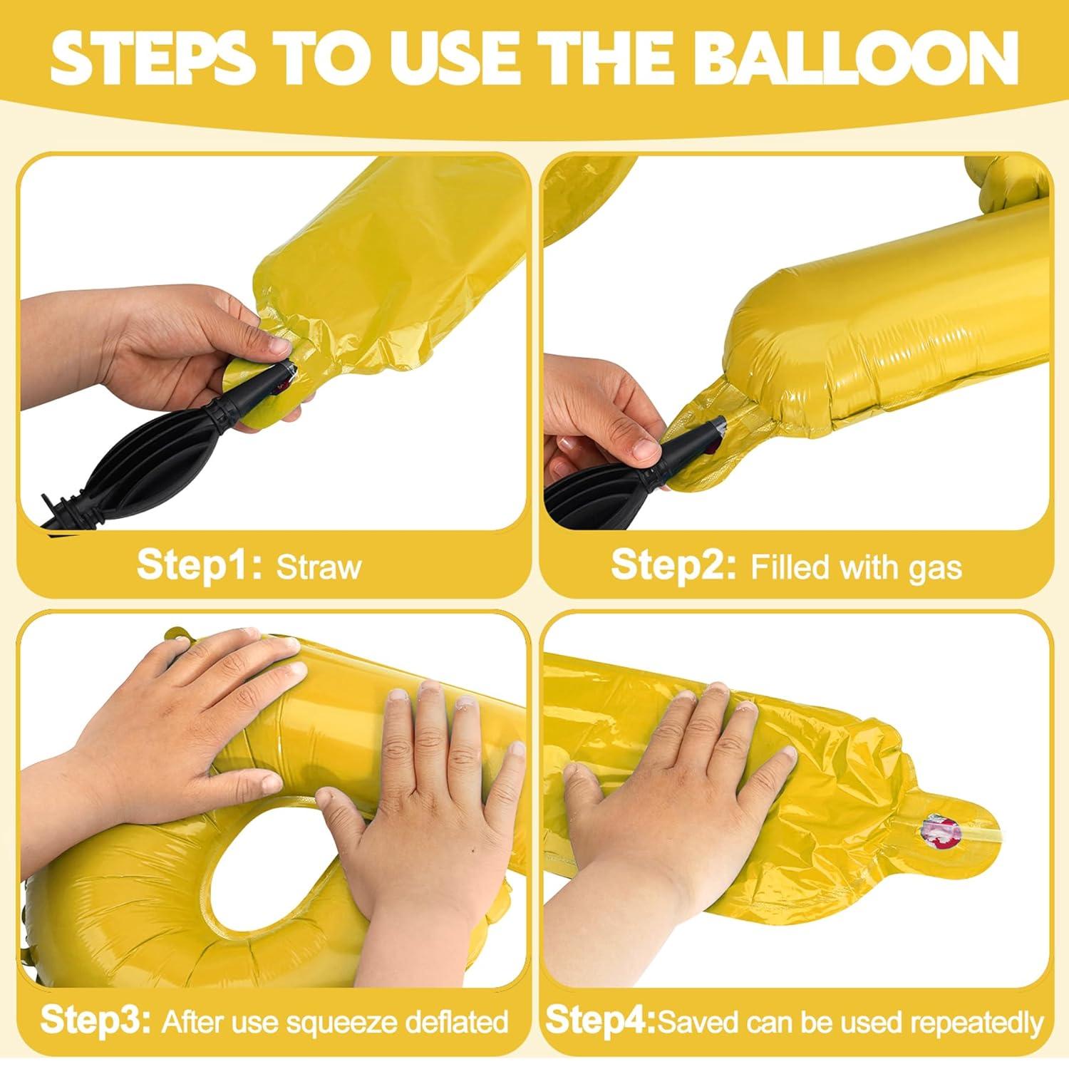 Happy Birthday Balloon Banner Party 16 Inch 3D Aluminum Foil Balloon kit Birthday Party Decor - gold