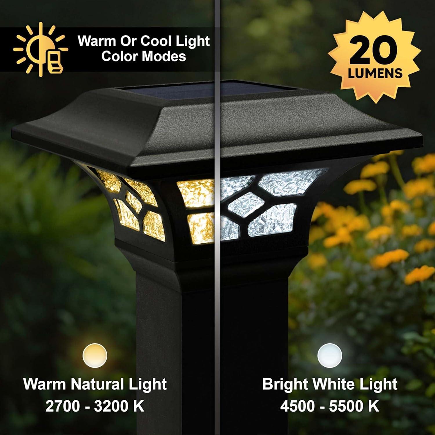 Black Aluminum LED Solar Post Cap with Glass Lens