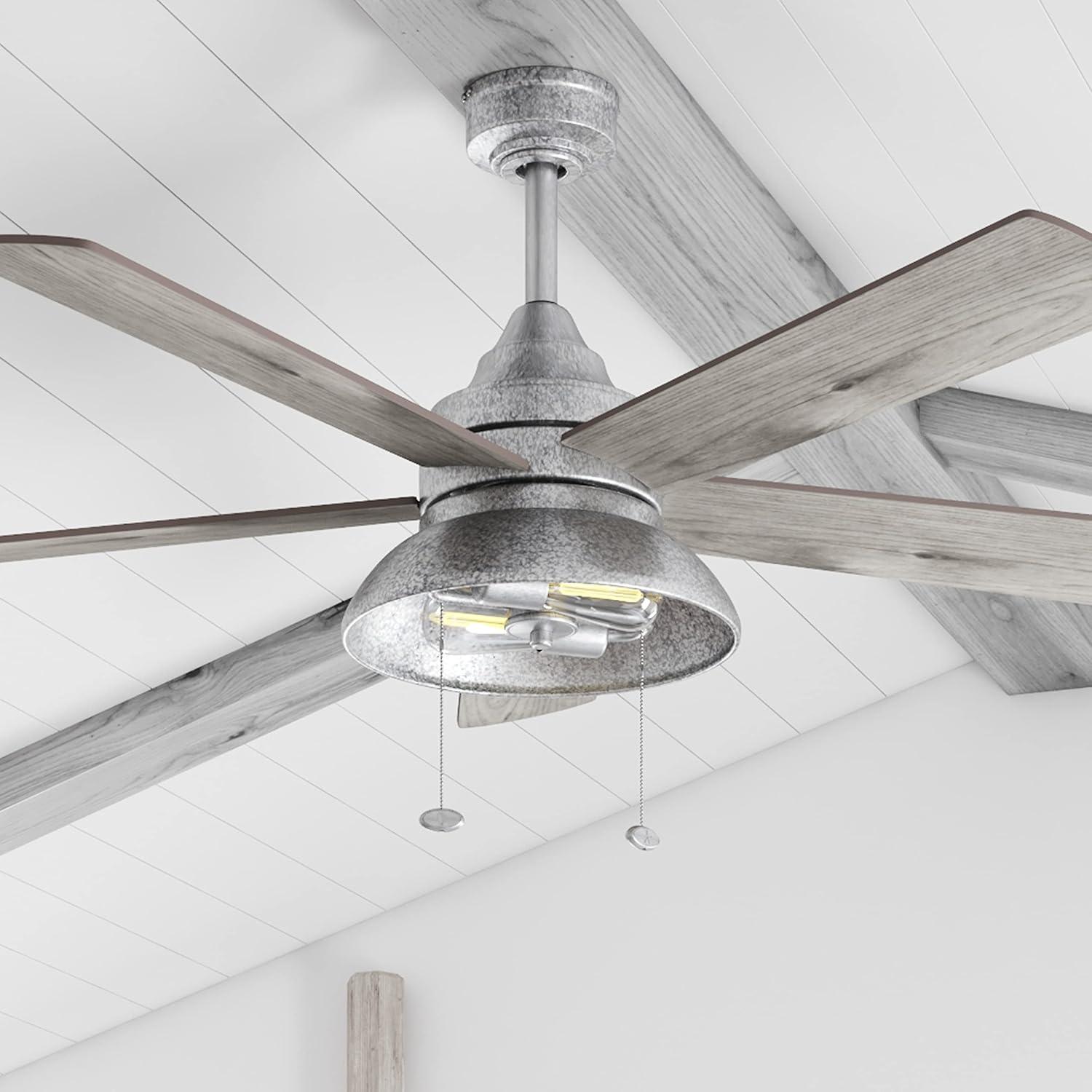 Prominence Home 51660-45 Brightondale Ventilador de Techo LED para Interiores y Exteriores de Estilo Industrial de 52 Pulgadas con Luz - Galvanizado